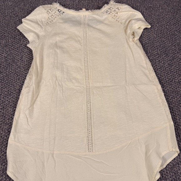 Meadow Rue Anthropologie Lace Embroidered Top S Ivory Boho Frayed Neckline - Picture 10 of 10
